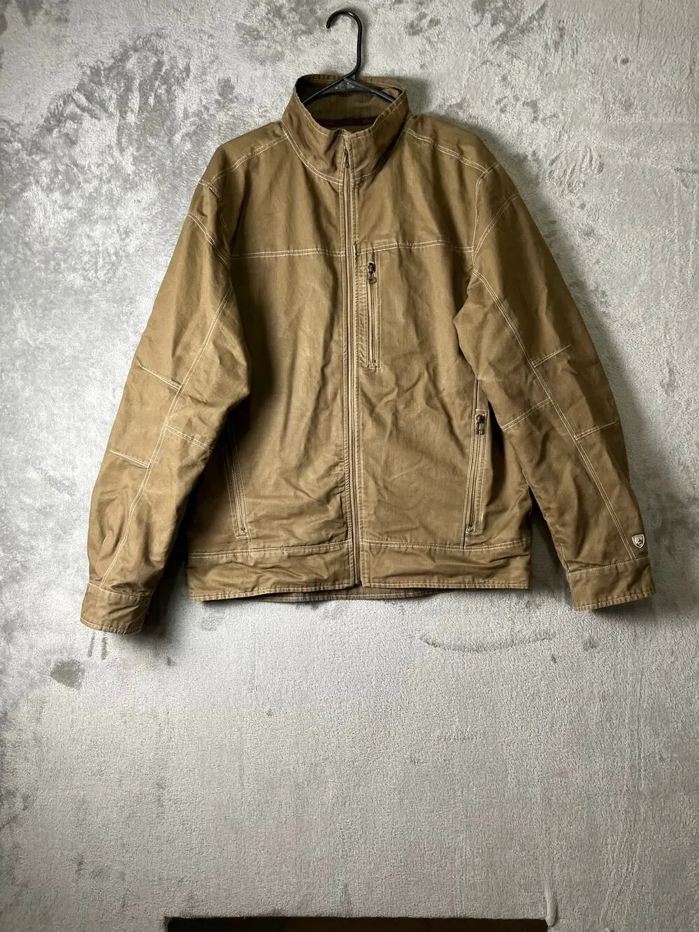 KÜHL Men’s Burr Jacket Large Khaki Brown Cotton Canvas Workwear Utility Coat